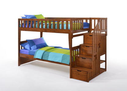 Peppermint Twin/Twin Stair Bunk Bed Frame