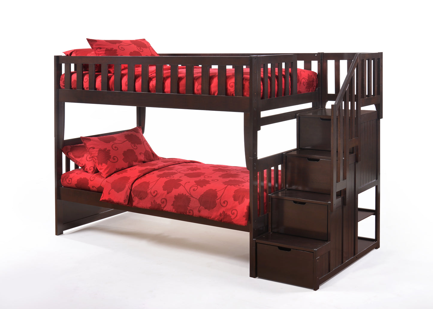 Peppermint Twin/Twin Stair Bunk Bed Frame