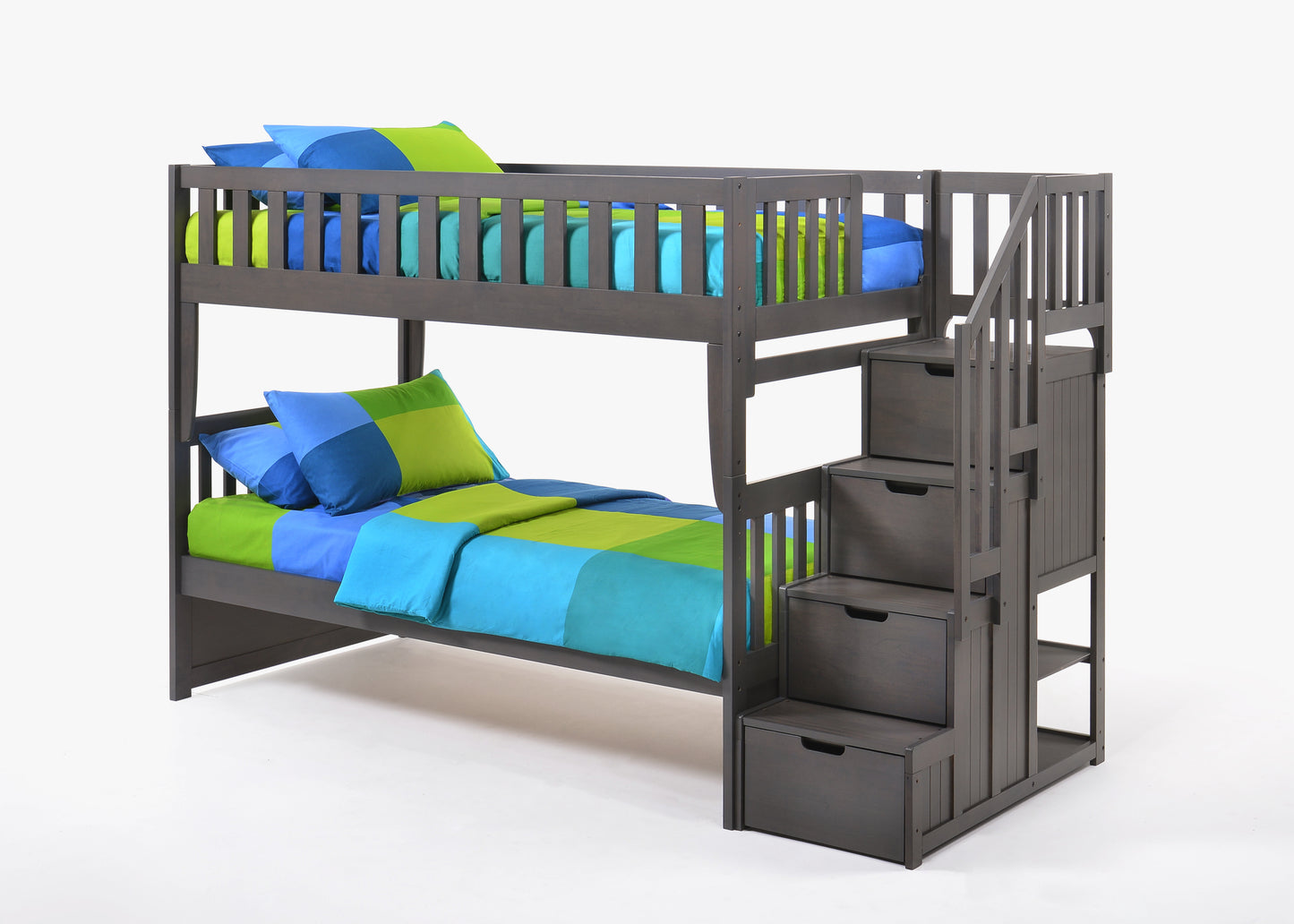 Peppermint Twin/Twin Stair Bunk Bed Frame
