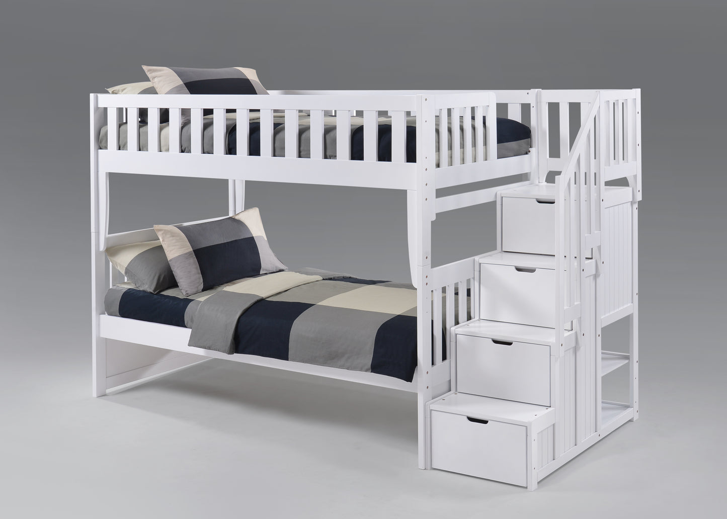Peppermint Twin/Twin Stair Bunk Bed Frame